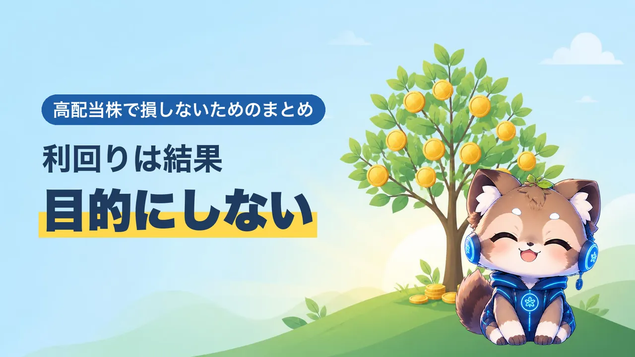 利回りは結果で目的にしない、高配当株で失敗を減らすためのまとめのバナー
