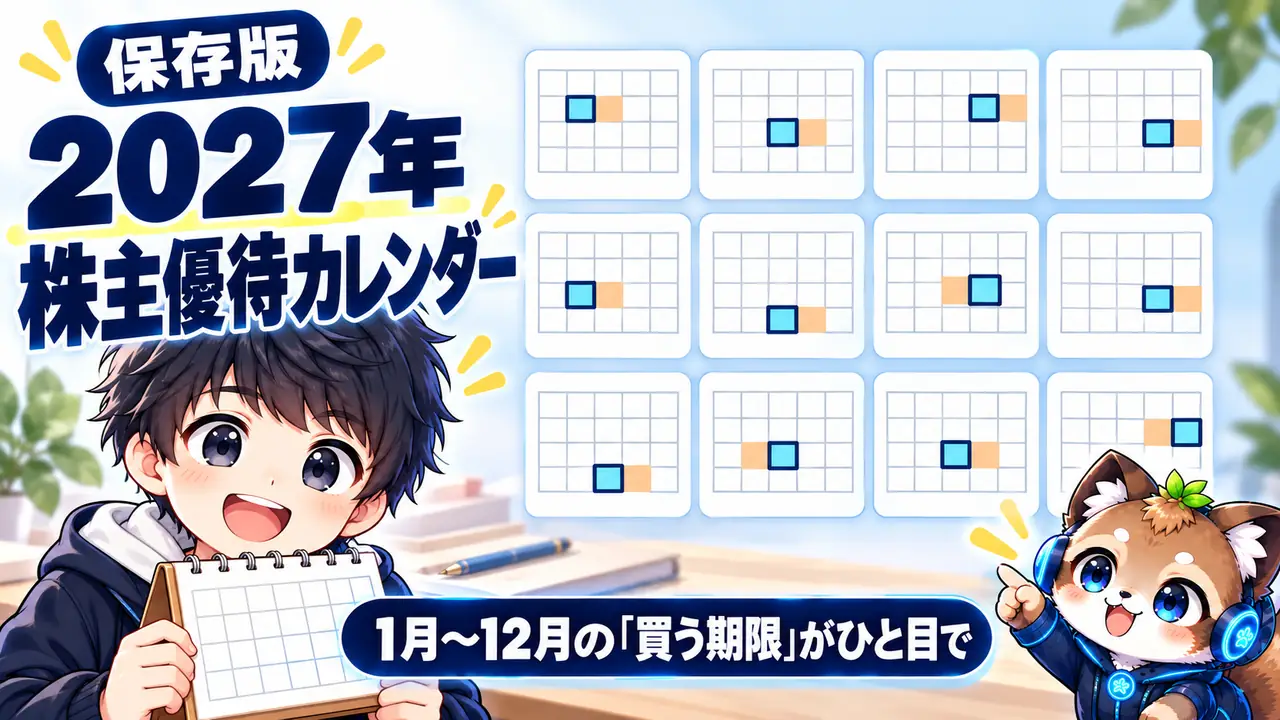 2027年 株主優待カレンダー：1月〜12月の権利付き最終日（買う期限）がひと目で分かる保存版